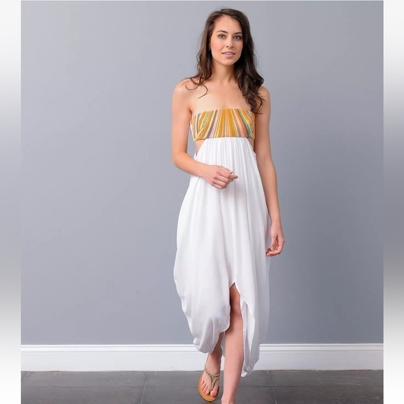 Mara Hoffman Embroidered Strapless Maxi Dress in White - Picture 2 of 11